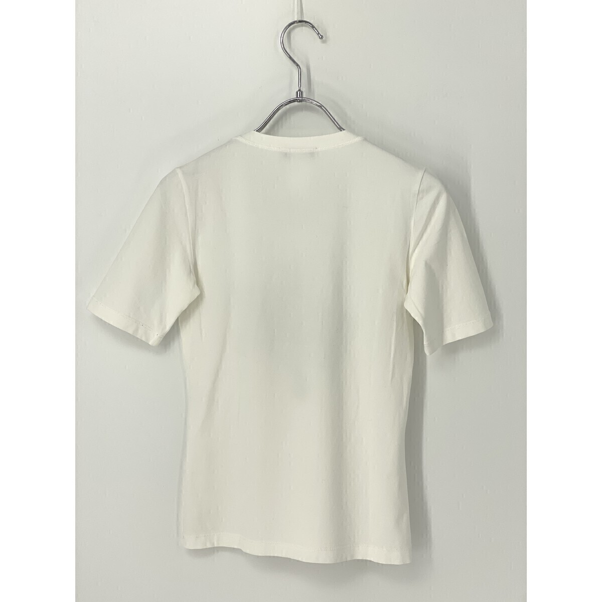 A8350/美品 春夏 CELINE セリーヌ コットン ビッグ デカロゴ プリント Uネック 半袖 Tシャツ カットソー S 白/ポルトガル製 レディースの画像2
