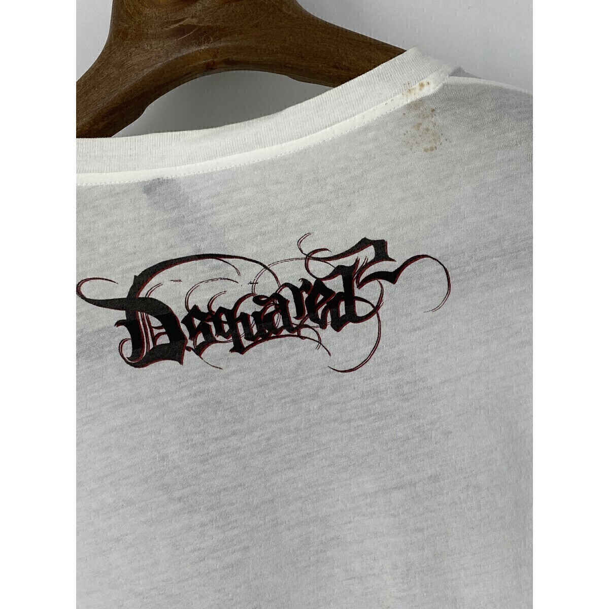 A8732/春夏 DSQUARED2 ディースクエアード コットン 長袖 デカ プリント スカル ドクロ ロンT Tシャツ カットソー S 白 メンズ ここのえの画像5