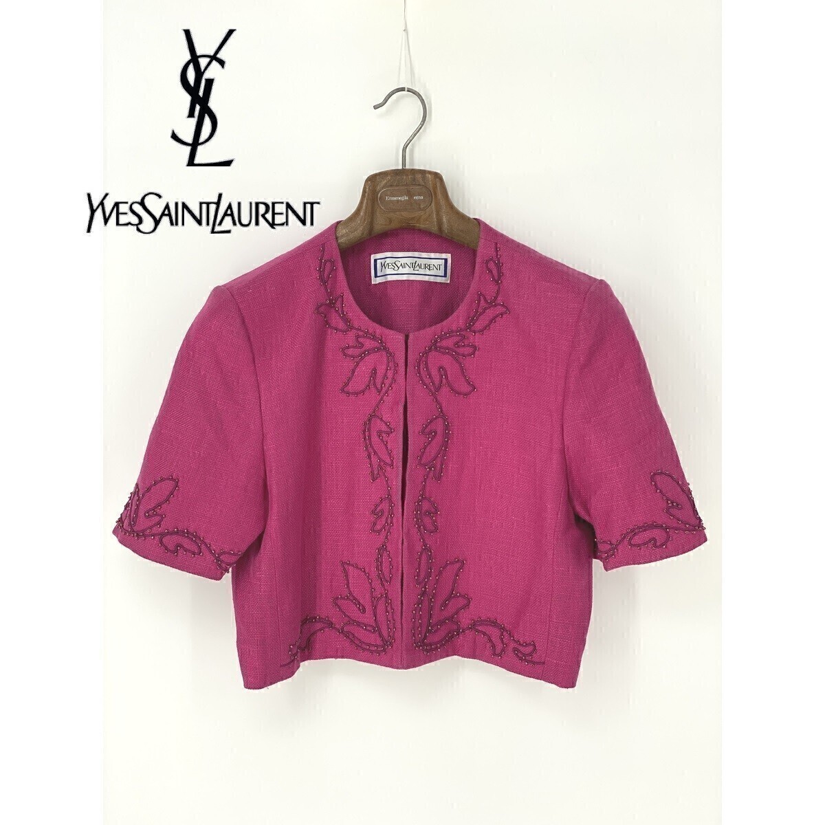 A8130/Vintage 90S Beauty Spring/Summer Yves Saint Laurent Ibes Saint Laurent Bijou Taindated Taindated Purting Jacket M.