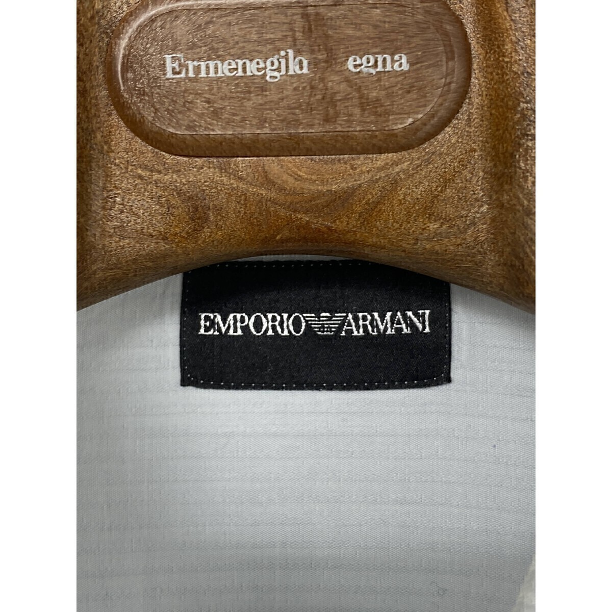 A8435/美品 春夏 EMPORIO ARMANI アルマーニ 黒ラベル コットン ダブルカフス 長袖 ドレス カッター Yシャツ 44/17 1/2 XL程 水色/メンズの画像9