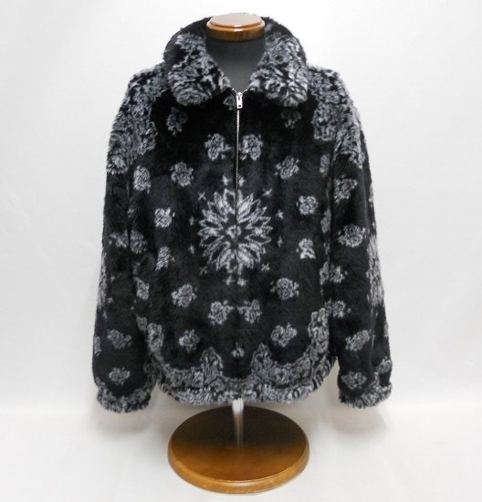 □Supreme シュプリーム 21SS Bandana Faux Fur Bomber Jacket バンダナフォークスファーボンバージャケット ブラック サイズM_画像1