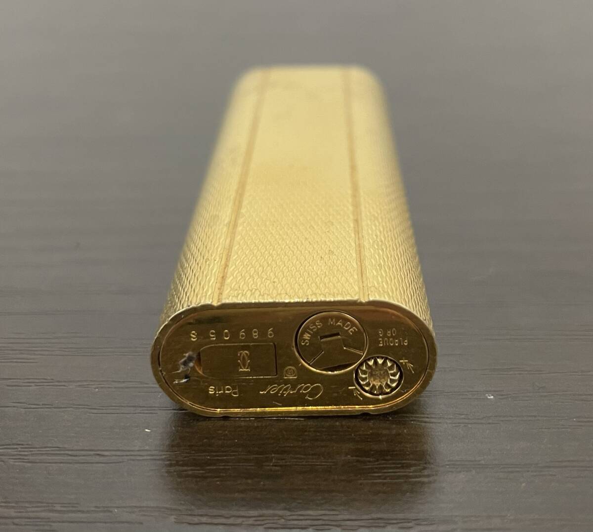 カルティエ ガスライター 喫煙具 オーバル型 ゴールドカラー金具 サイズ約6.9×2.5cm Cartier　着火確認済