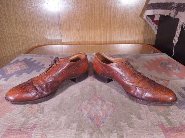 ●ビンテージ●FLORSHEIMインペリアル●内羽根ウィングチップ茶US8.5C●26.5cm小窓ロゴの画像1