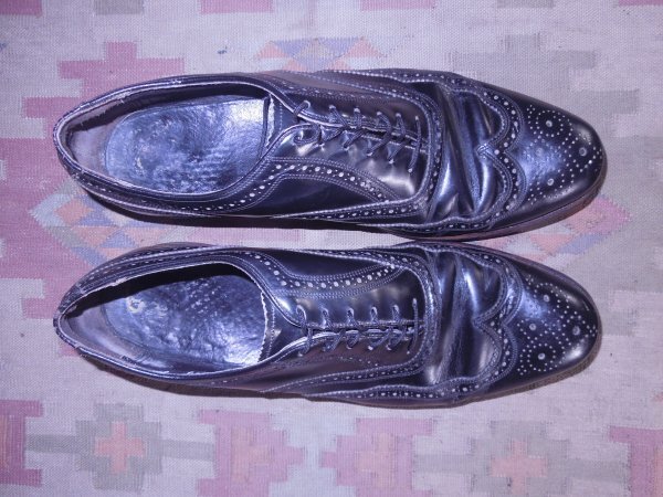 * Vintage *FLORSHEIM поток автомобиль im* внутри перо wing chip чёрный US10B*27cm маленькое окно Logo 