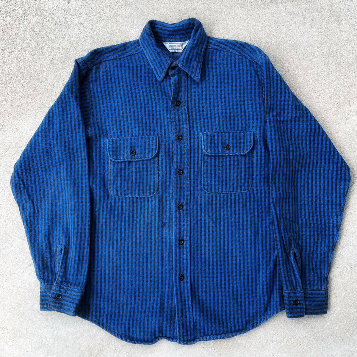 希少カラー 70s fivebrother ギンガムチェック ネルシャツVintage FIVE BROTHER flannel shirts M usa製 ビンテージ ファイブブラザーの画像1