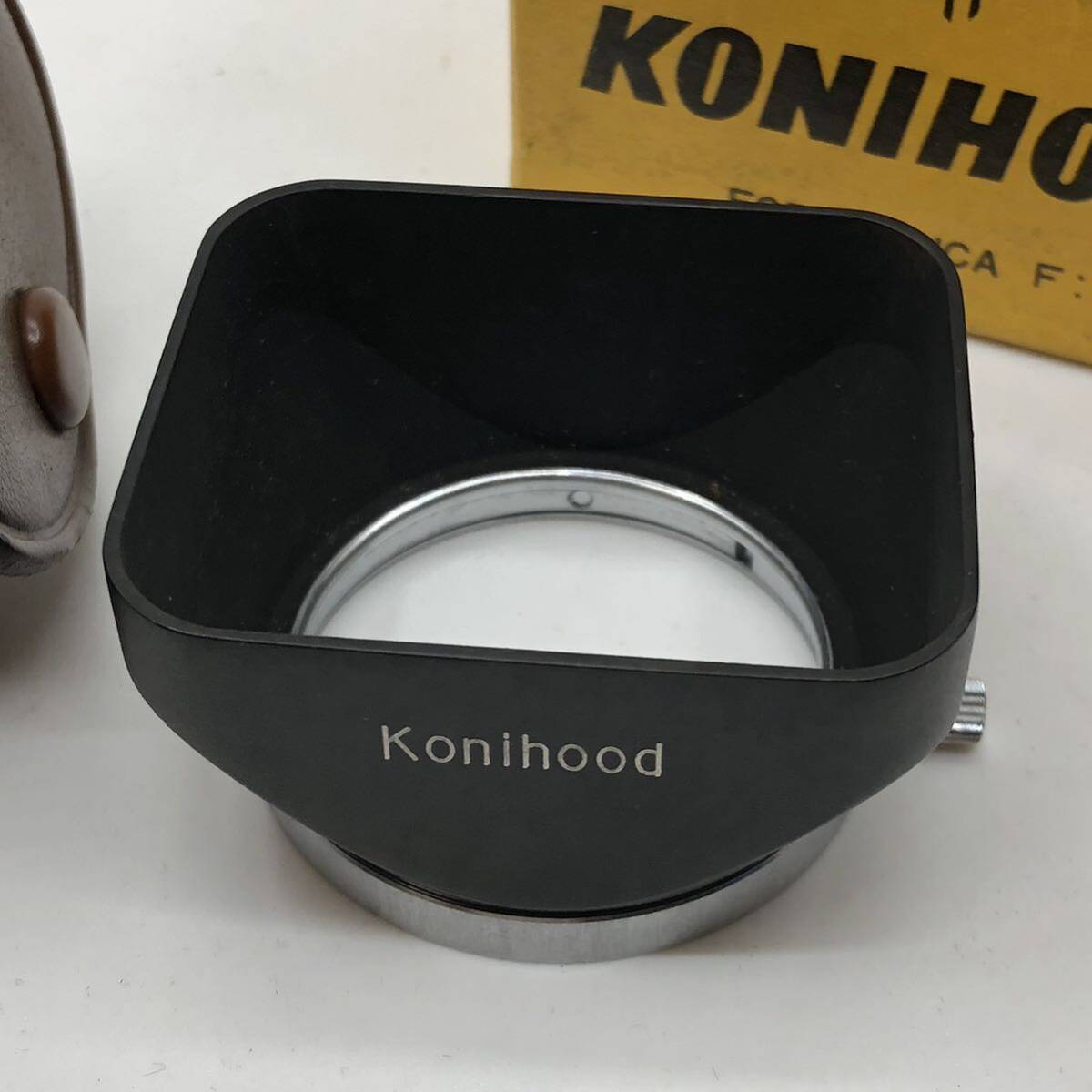 KONICA コニカ Konihood Ｆ：2　角型メタルレンズフード 箱入り未使用保管品_画像2