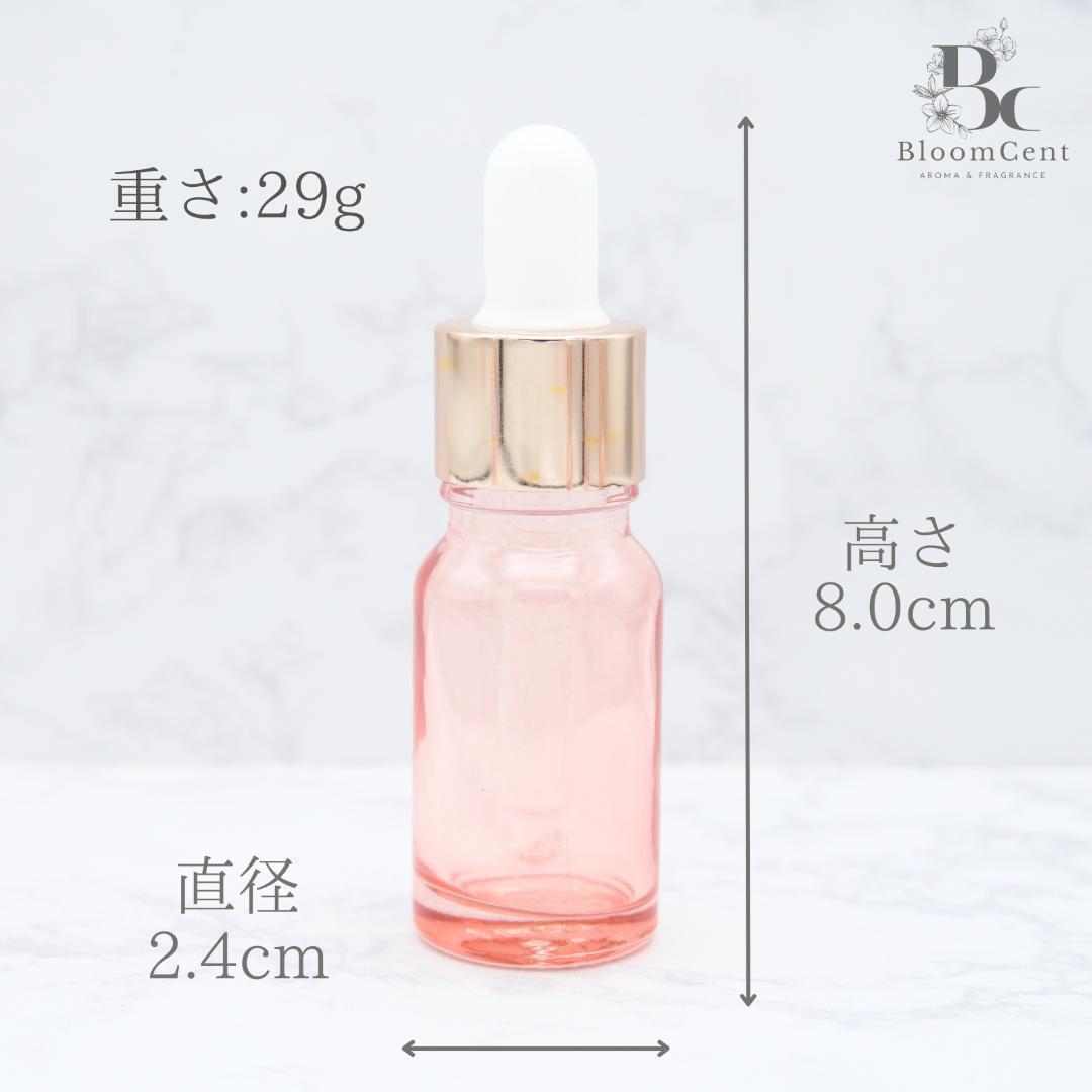 遮光瓶 ボトル ガラス スポイト付き ピンク 10ml 精油 アロマ 5本セット アロマオイル エッセンシャルオイル 精油の画像3