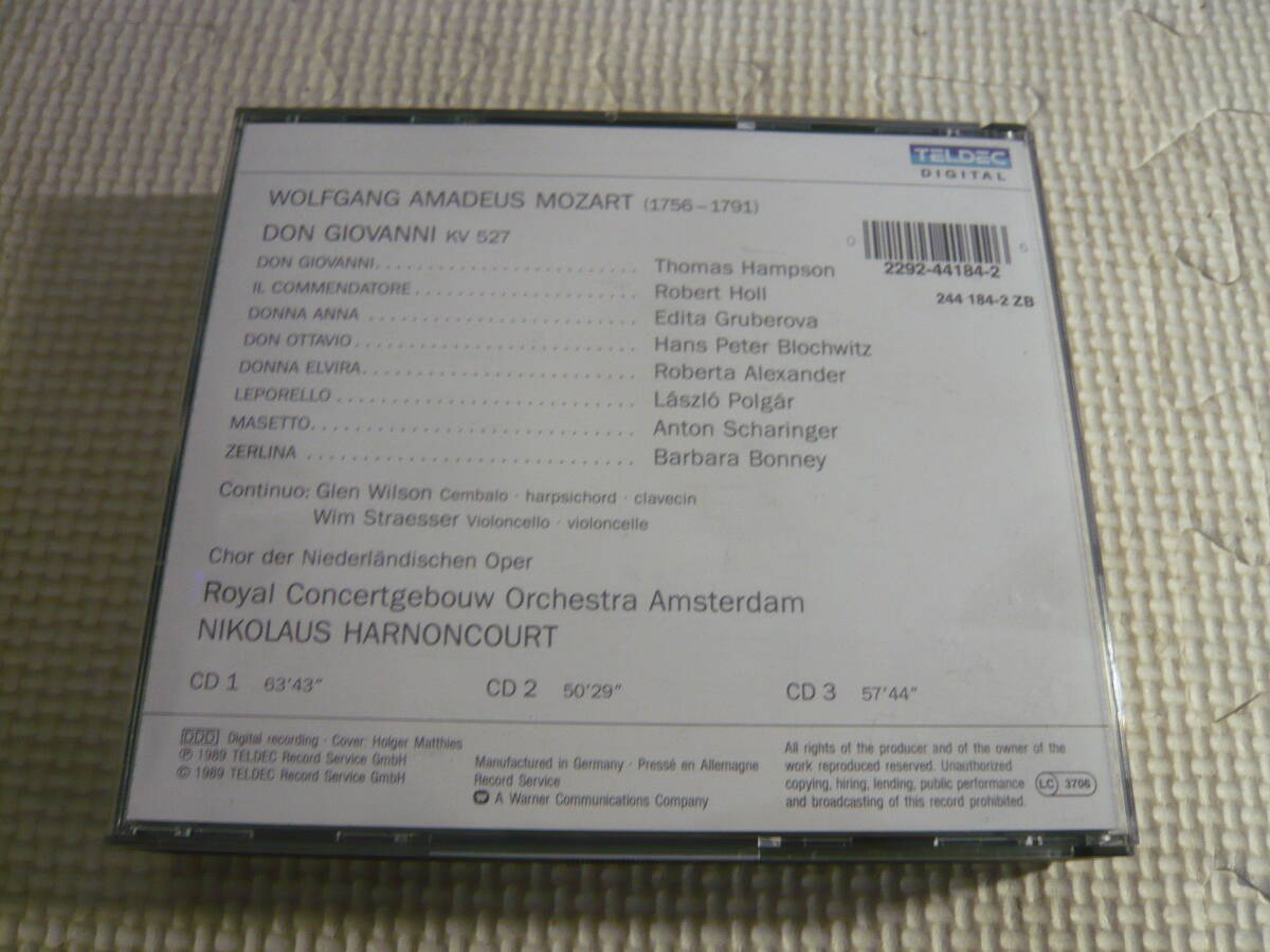 レ CD３枚組☆WOLFGANG AMADEUS MOZART DON GIOVANNI KIKOLAUS HARNONCOURT☆中古の画像4