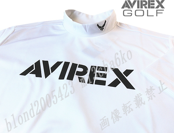 ■新品【AVIREX GOLF】アヴィレックス ゴルフ 吸汗速乾 衿刺繍ロゴ モックネック半袖シャツ■WH/L_画像3