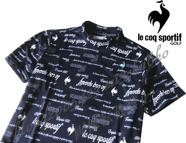 ■新品【le coq GOLF】ルコックゴルフ EXc高速DRY 吸汗速乾 高機能 飛びロゴ モックシャツ■NV/Lの画像2