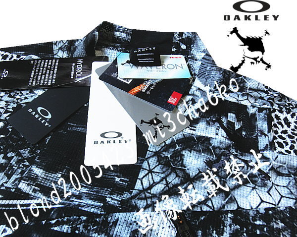 ■新品【OAKLEY GOLF】オークリーゴルフ 吸汗速乾 接触冷感クール スカル刺繍ロゴ モックネックシャツ■BW/XLの画像5