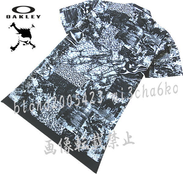 ■新品【OAKLEY GOLF】オークリーゴルフ 吸汗速乾 接触冷感クール スカル刺繍ロゴ モックネックシャツ■BW/XLの画像3