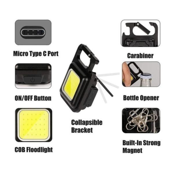 懐中電灯 LED COBライト LEDライト 屋外 防水 充電式 USB 作業 小型 LED投光器 ミニ アウトドア キャンプ 軽量 ランタン 防災 1個の画像2
