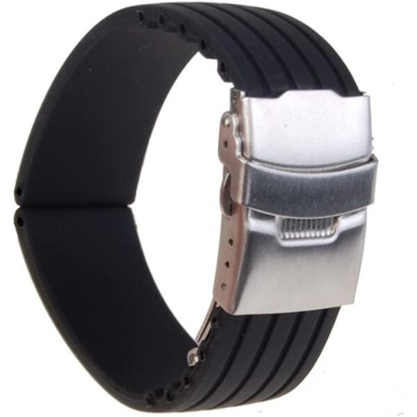 腕時計 バンド 交換 ベルト シリコン ゴム 時計 ストラップ 防水 18mm ブラック 黒の画像1