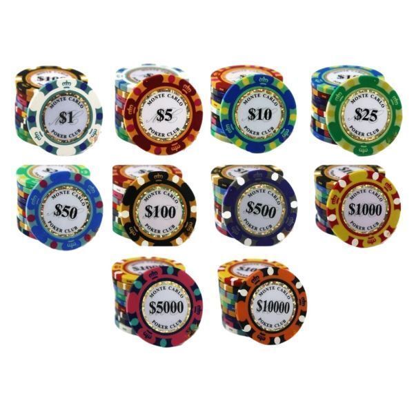 10種類×5枚 合計50枚セット ポーカーチップ モンテカルロ カジノ コイン クレイ プラスチック ゴルフ ボール マーカーの画像1