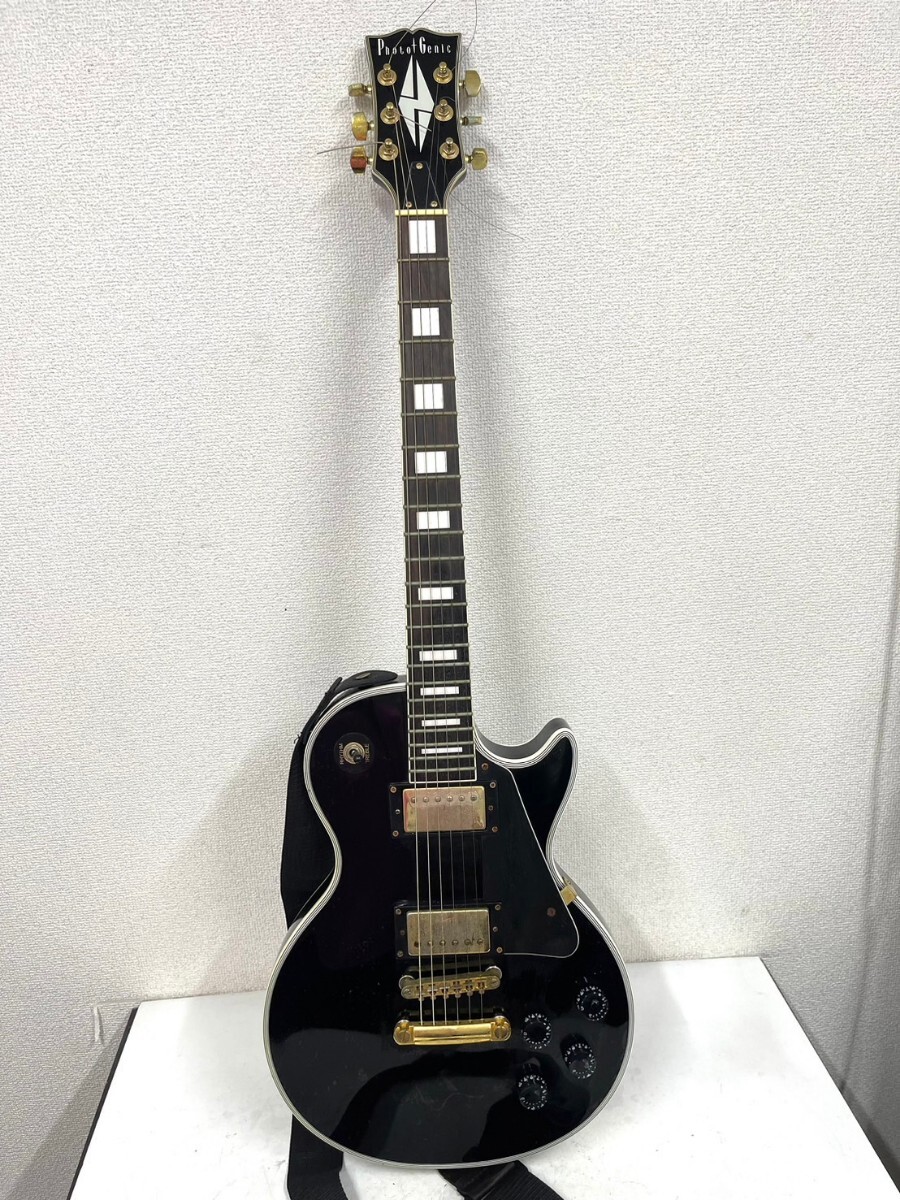 E302 Photo Genic フォトジェニック エレキギター ブラック ジャンク ギターケース ソフトケース付き 楽器の画像1