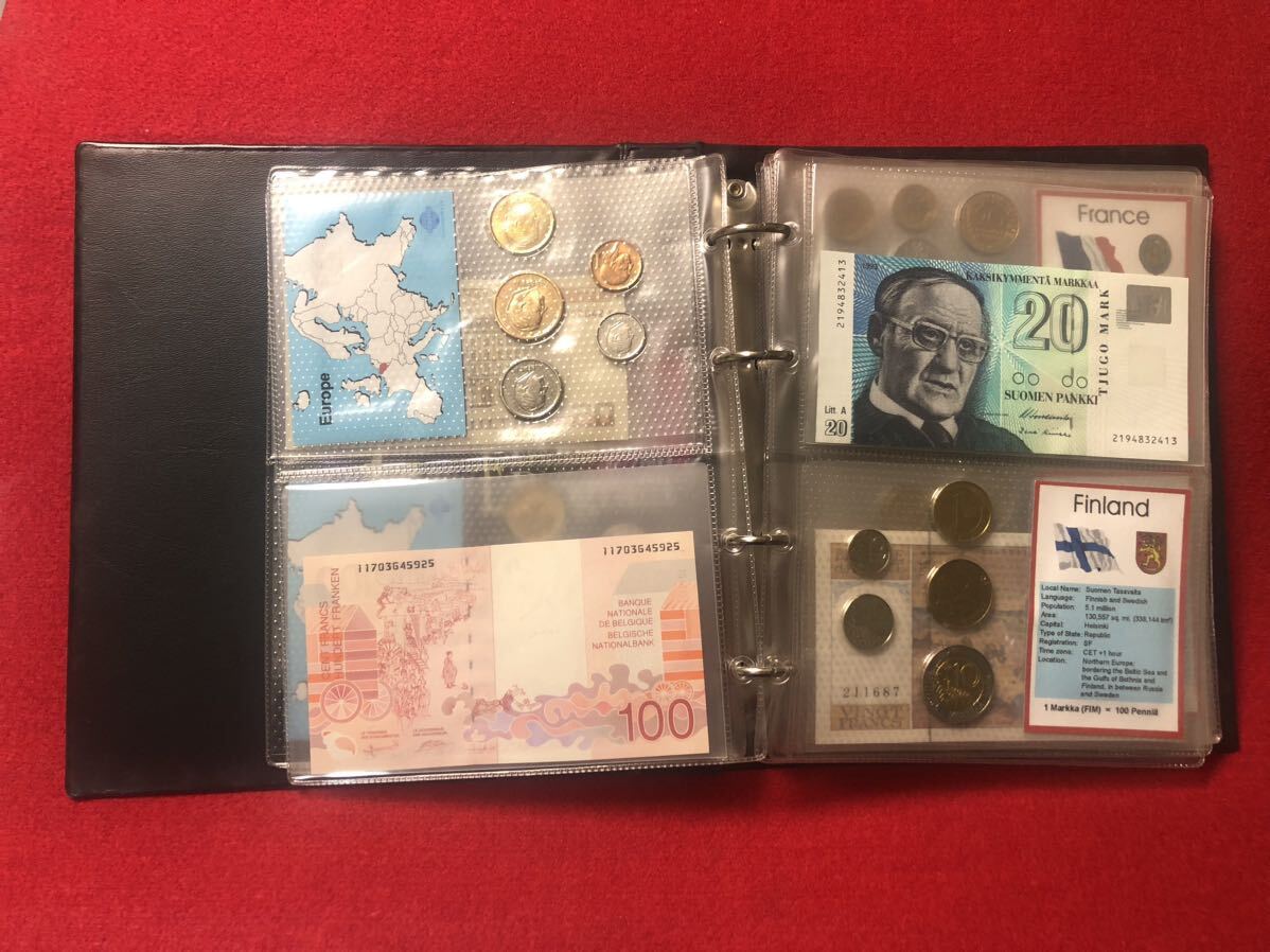 EUROZONE 12 COUNTRYS COIN SET & BANK NOTE ユーロプログラム Euro Program 2001 コインセット メダル 紙幣 ストックブックの画像3