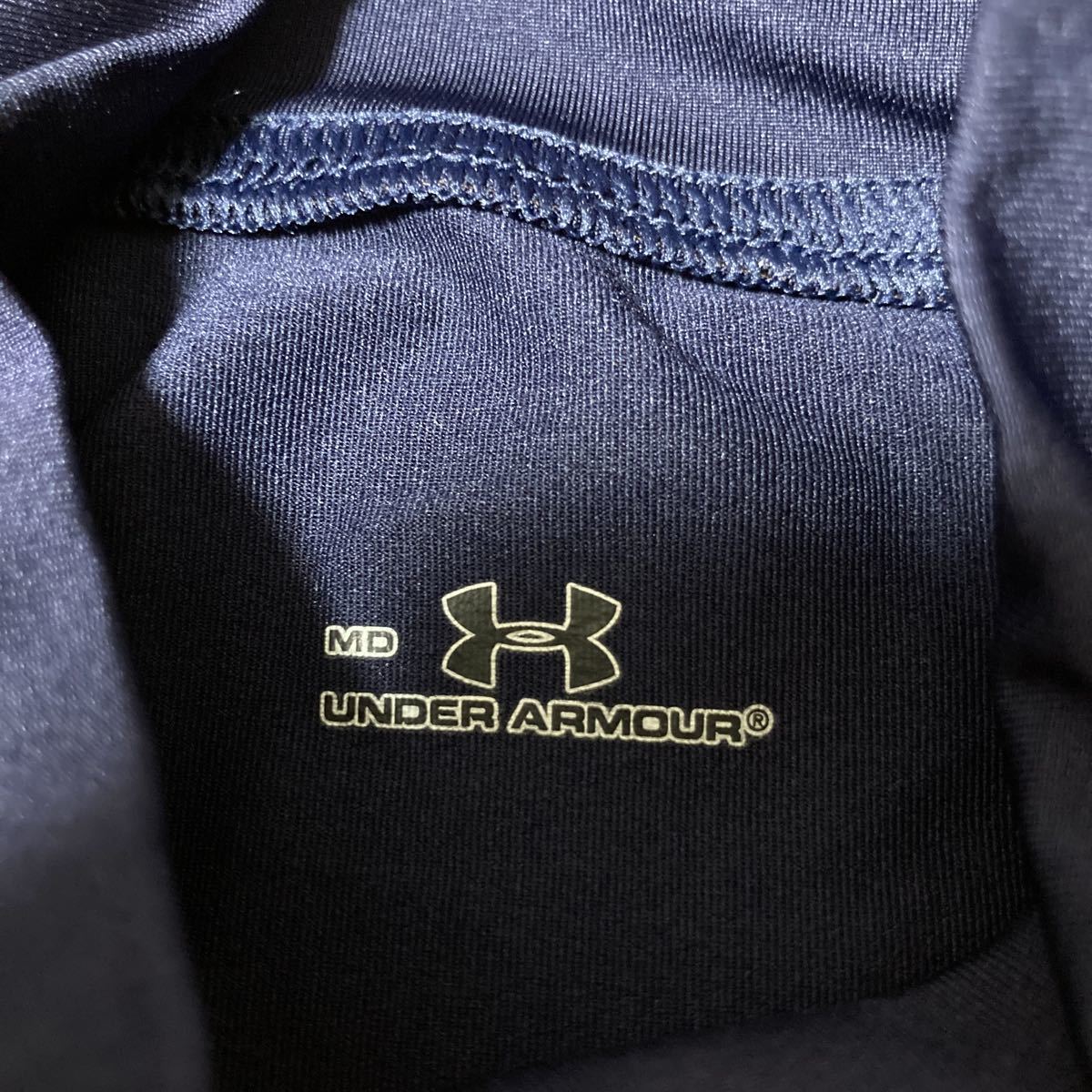 UNDER ARMOUR 半袖シャツ MD 紺色 ヒートギア コンプレッション s/s ショートスリーブ インナー M HG Tシャツ モック ハイネック MDNの画像3