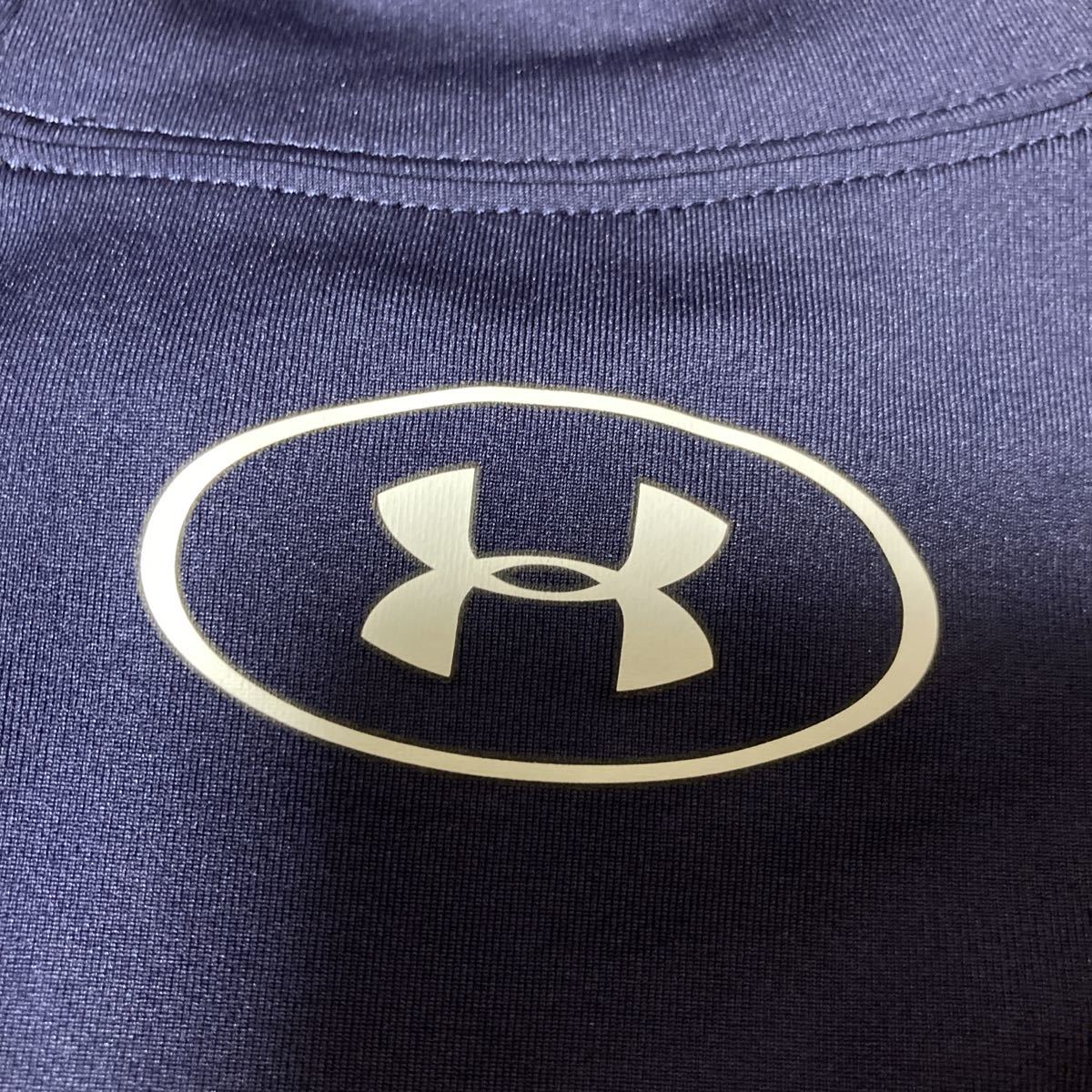 UNDER ARMOUR 半袖シャツ MD 紺色 ヒートギア コンプレッション s/s ショートスリーブ インナー M HG Tシャツ モック ハイネック MDNの画像5