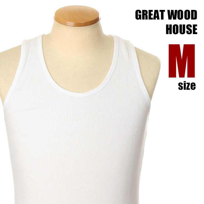 【新品】GREAT WOOD HOUSE タンクトップ M 白 ホワイト メンズ テレコ 無地 フィット 送料無料の画像1