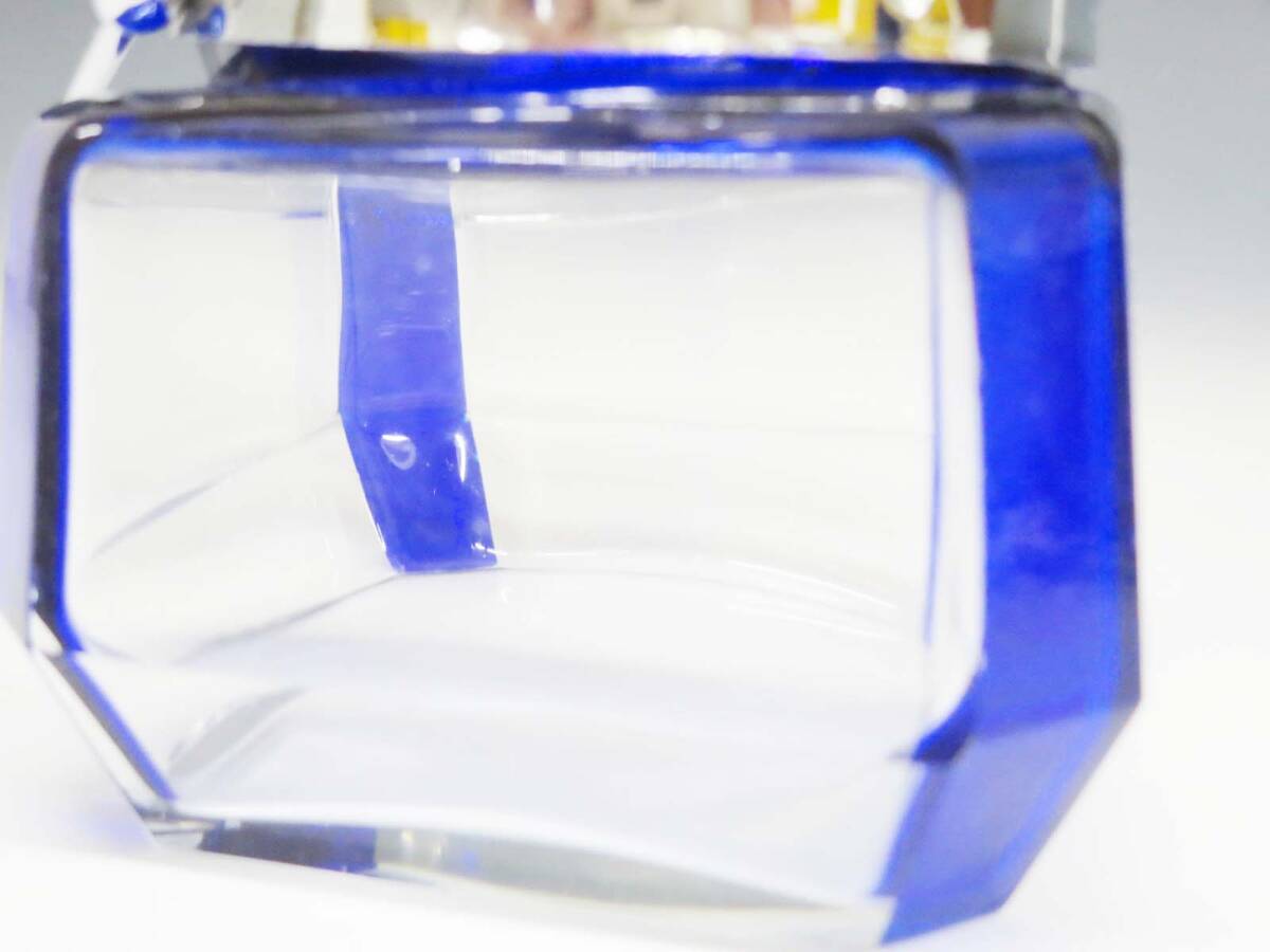 ◆(EG) 昭和レトロ 切子 ガラス製 シュガーポット 専用スプーン付き 角型 青 ブルー 砂糖入れ カフェ 喫茶店 キッチン雑貨 の画像6