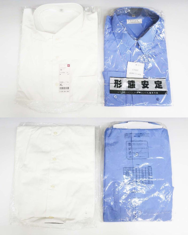 ◆(NS) 未使用に近い メンズ 長袖 半袖 シャツ 6点セット まとめて XL サイズ UNIQLO ユニクロ GEAR CLUB LAMER 黒 白 紺 綿 麻 の画像5