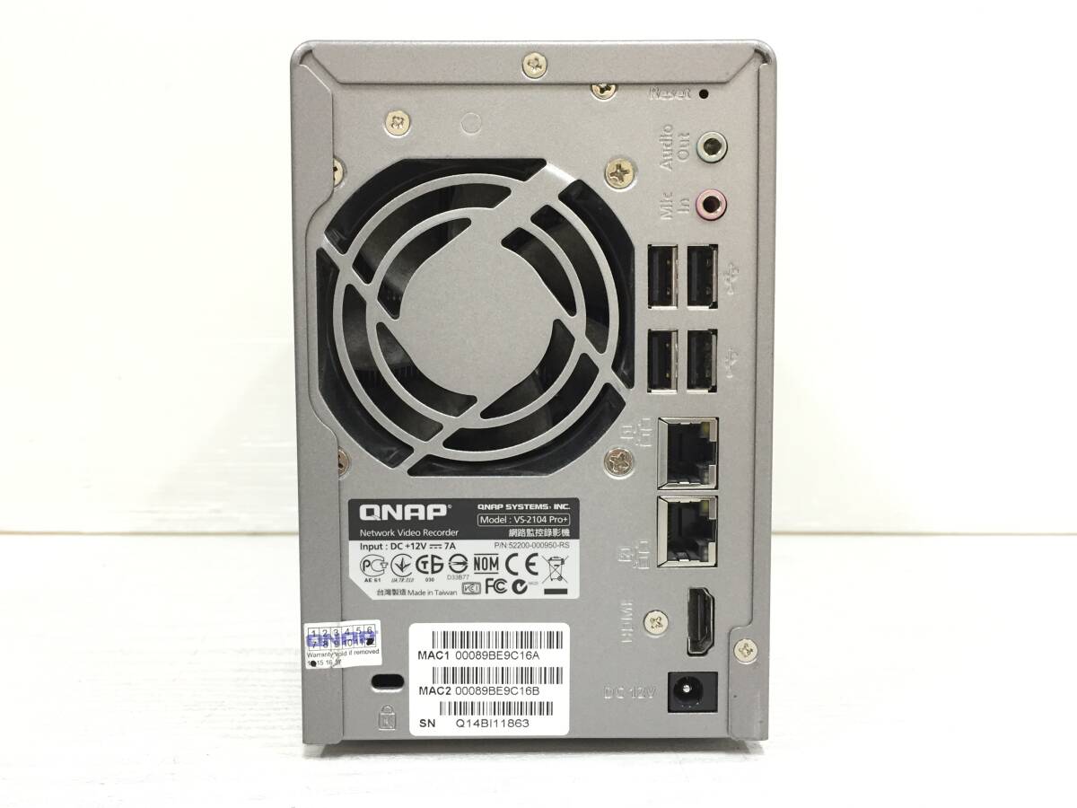 〇 QNAP VioStor VS-2104 Pro+ ネットワーク ビデオレコーダー HDD無し 通電確認 ACアダプター付属の画像7