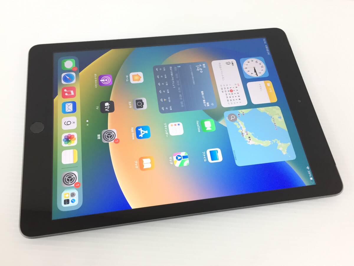 〇【良品】au iPad 第5世代 Wi-Fi+Cellularモデル 32GB A1823(MP1J2J/A) スペースグレイ 〇判定 動作品の画像2