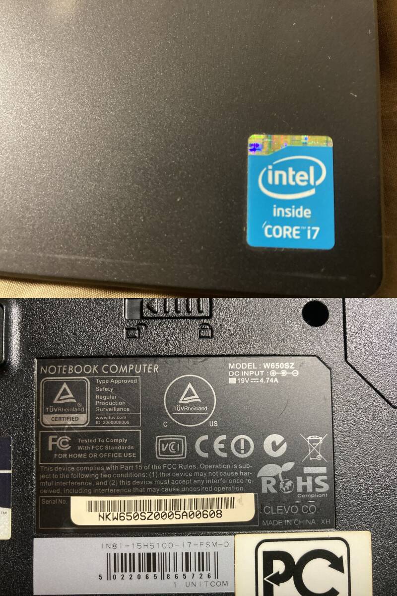 iiyama W650SZ intel Core i7-4710MQ 15.6インチ(1920×1080) USB3.0 HDMI ユニットコム ゲーミング【ジャンク】の画像3