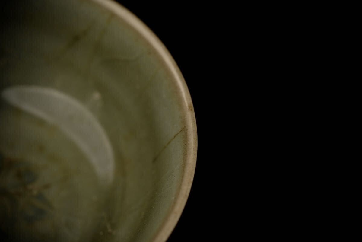 【萬古】中国古美術 宋代 龍泉窯 梅子青釉 青磁 茶碗 茶道具 古玩 骨董 唐物_画像5
