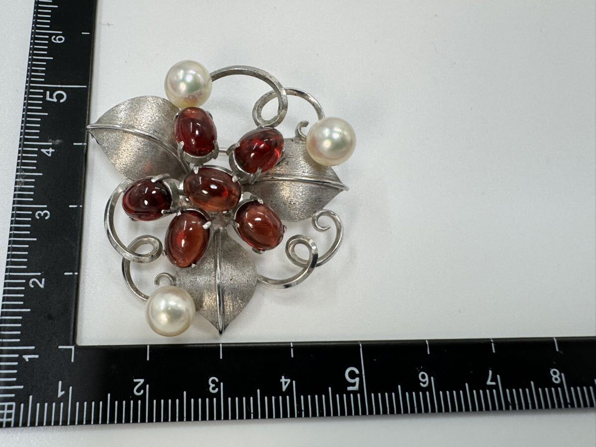 【0302】ヴィンテージ アクセサリー 真珠 ガーネット シルバー SILVER ブローチ1円からの画像5