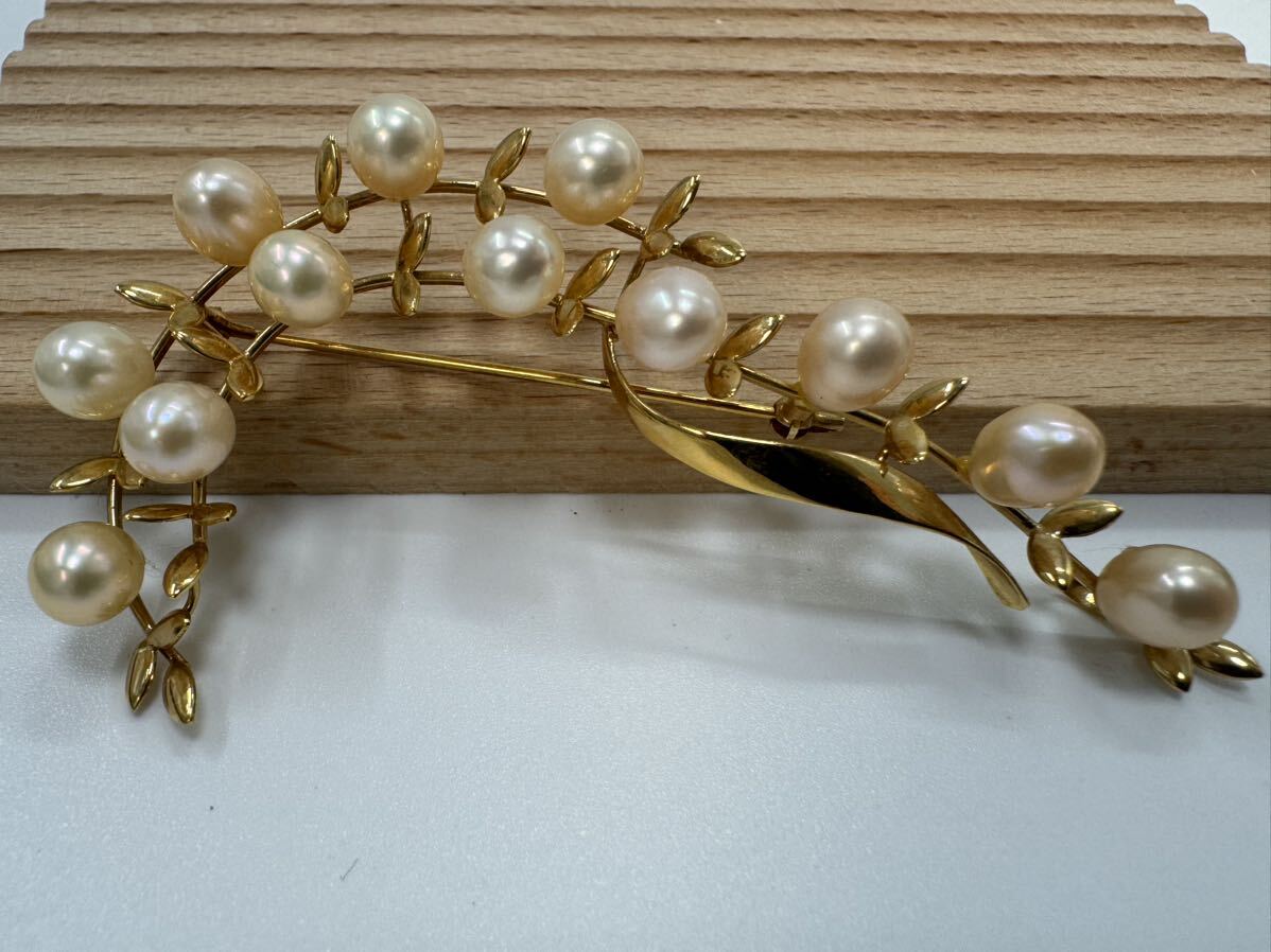[0111] Vintage accessory pearl K18 brooch 1 jpy from 