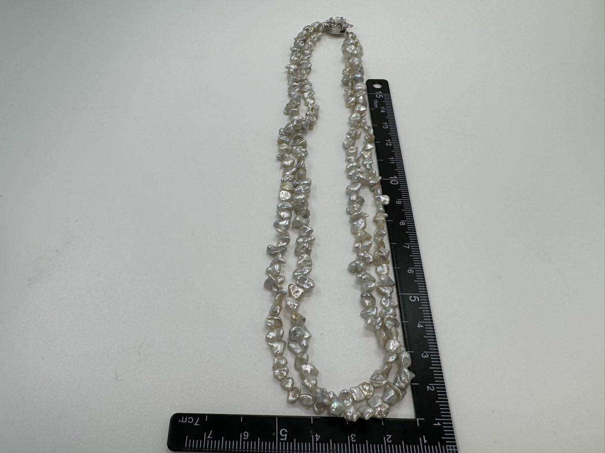 【0109】ヴィンテージ アクセサリー 真珠 ケシパール シルバー SILVER ネックレス 40cm 1円からの画像7