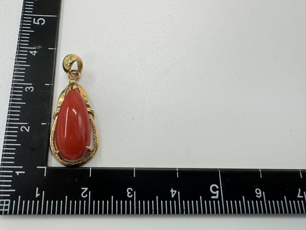 [0407] Vintage accessory 18K red .... coral pendant 1 jpy from 