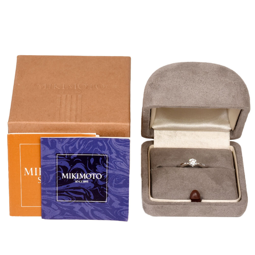  Mikimoto MIKIMOTO санки tia кольцо кольцо бриллиант 0.33ct примерно 6 номер Pt950 женский 