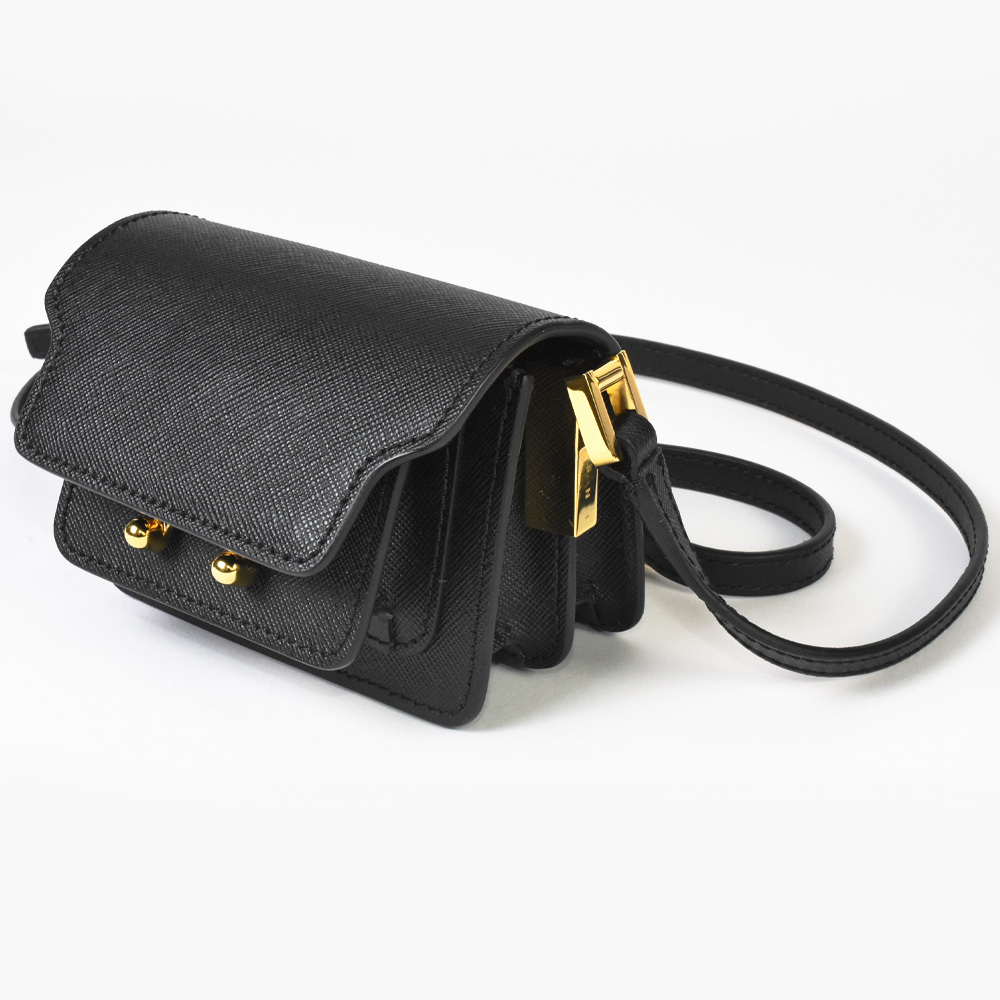  Marni MARNI TRUNK bag nano shoulder trunk bag SBMP079NO1 black safia-no leather Gold metal fittings lady's 