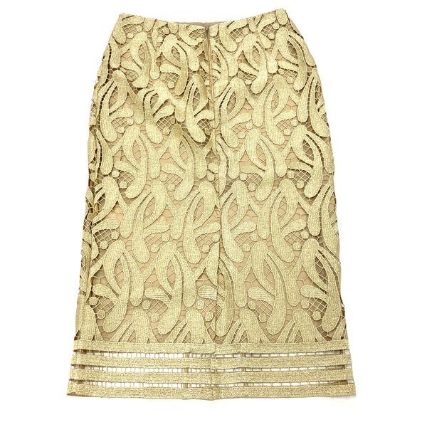 nmero Vent u-noN°21 race skirt polyester metal fiber Gold 36 lady's 