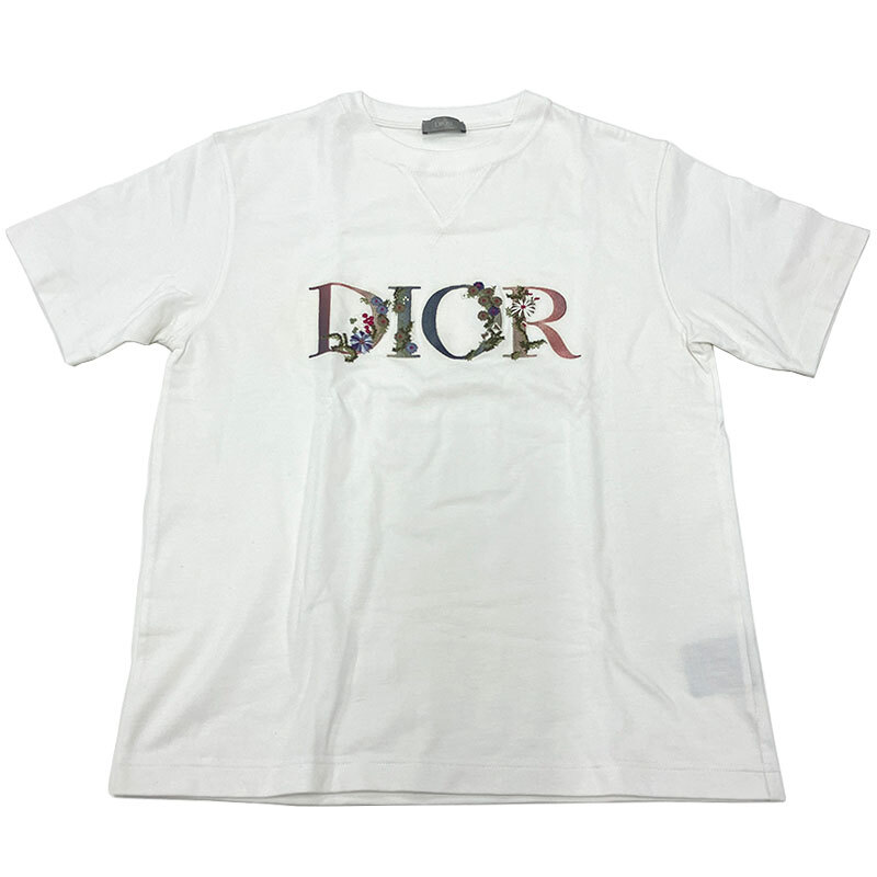 ディオール オム DIOR HOMME フローラル ロゴ 刺繍 半袖Ｔシャツ コットン 113J686A0554 ホワイト M FLOWERS オーバーサイズ メンズ_画像1