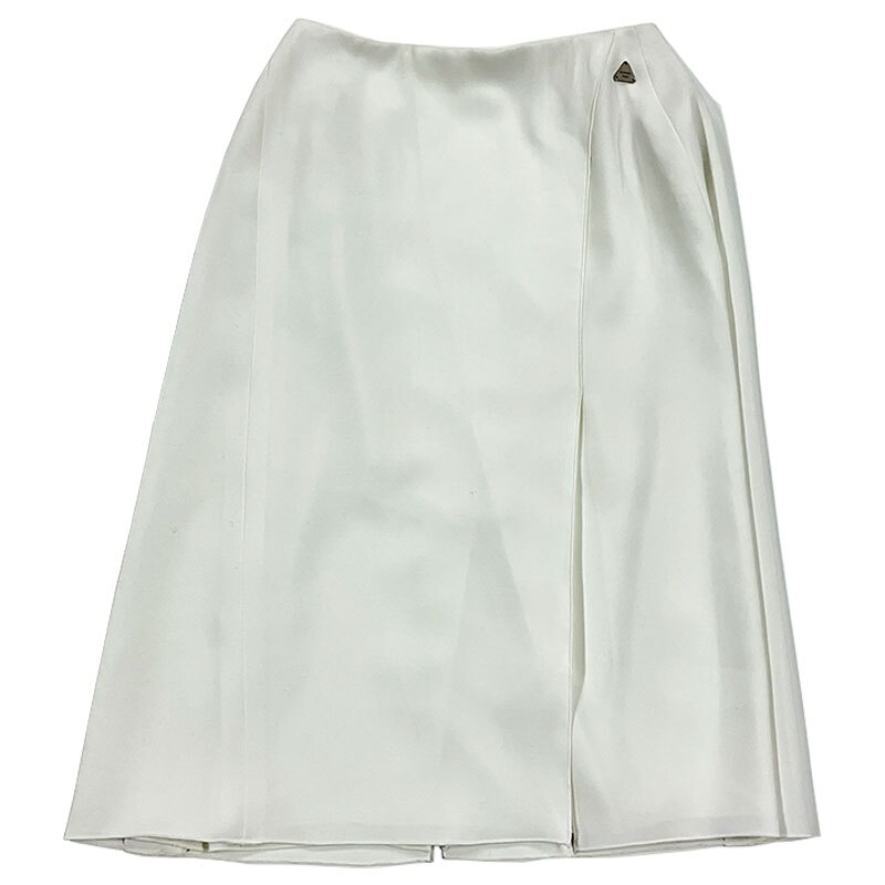  Chanel CHANEL center slit skirt polyester P14536V08226 white 38 lady's 