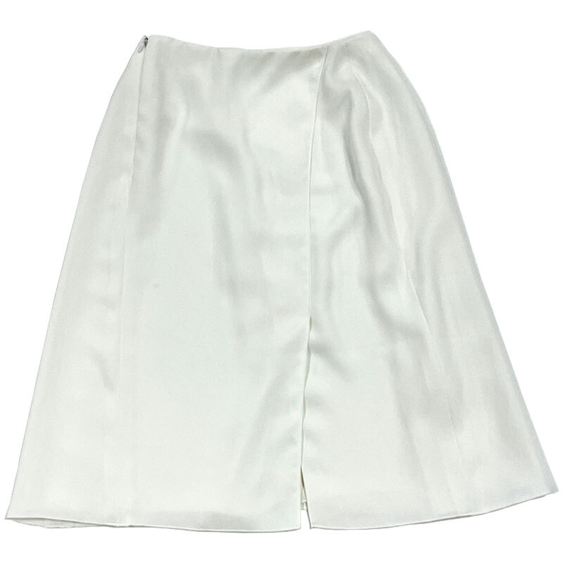  Chanel CHANEL center slit skirt polyester P14536V08226 white 38 lady's 