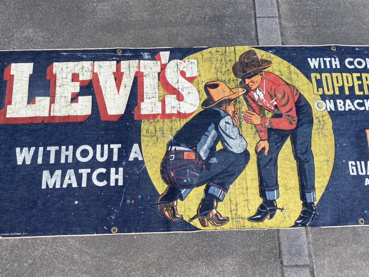 1940's LEVI'S ADVERTISING DENIM BANNER 希少 ビンテージ リーバイス デニムバナー アドバタイジングの画像4