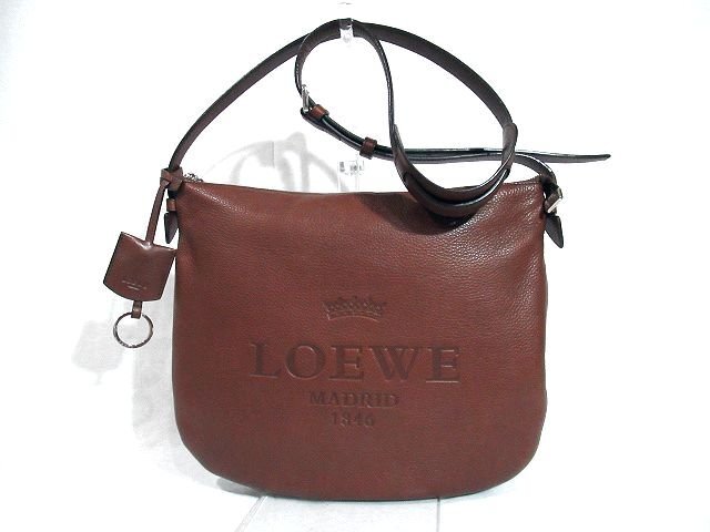 ◆超美品◆LOEWE ロエベ*本革*ロゴエンボス*クロスボディ*ショルダーバッグ*メンズ*斜め掛け*シルバー金具*クロシェットキーリング付き_画像1