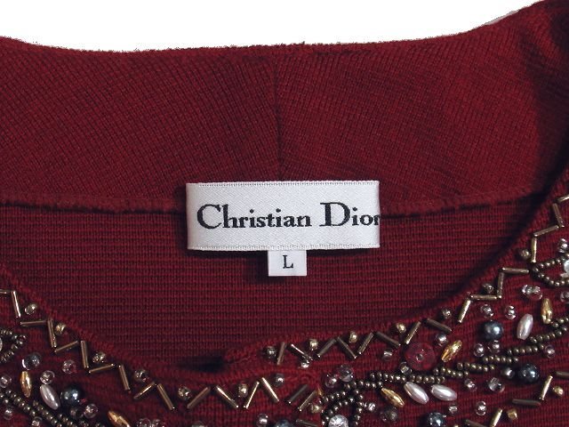* очень красивый товар *Christian Dior Dior *biju-/ стразы оборудование орнамент * длинный * кардиган * размер L* вязаный * жакет * изменение кнопка имеется 