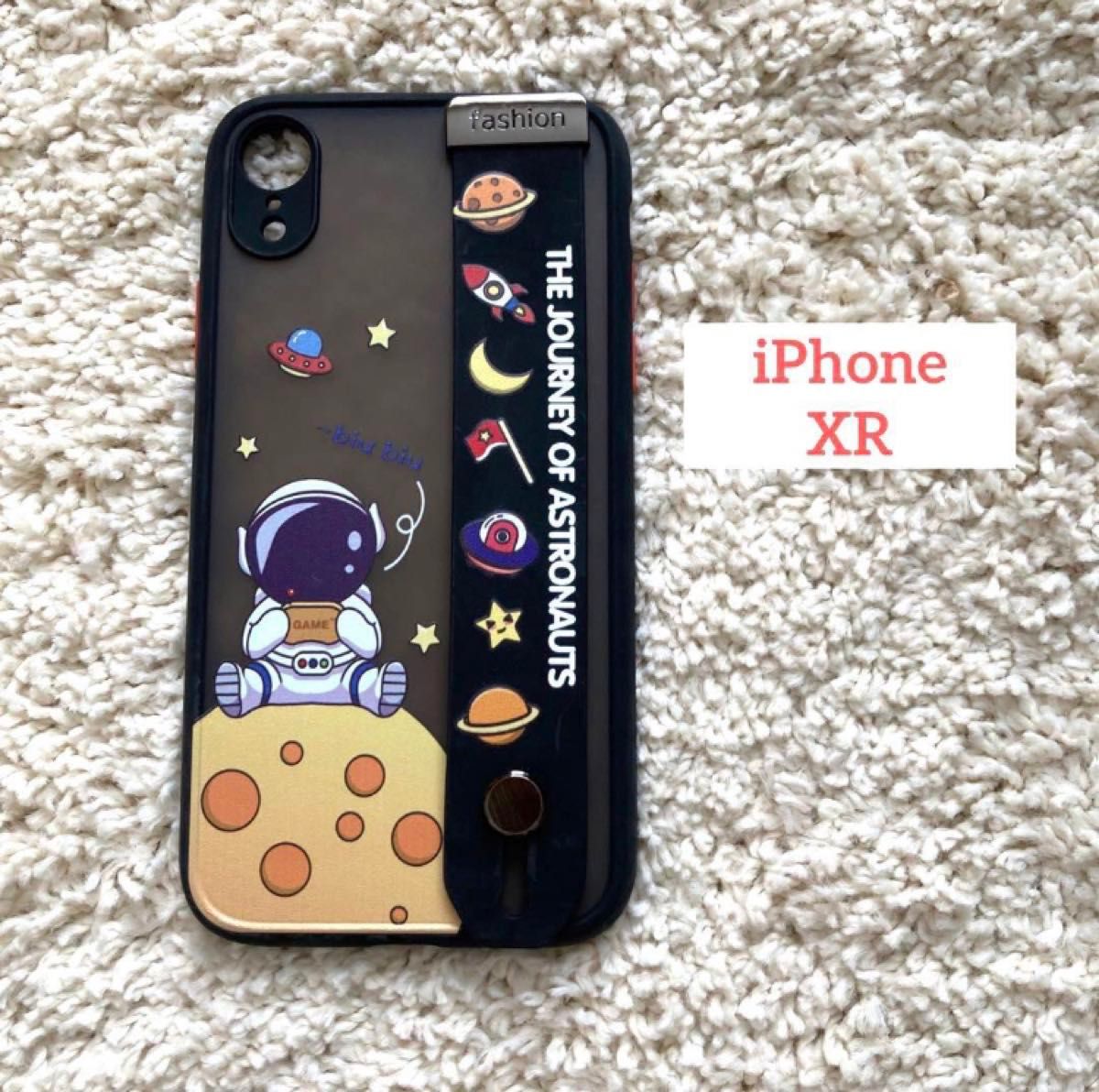 iPhoneケース iPhone XR ベルト 韓国 宇宙飛行士 半透明 カバー スマホケース  かわいい