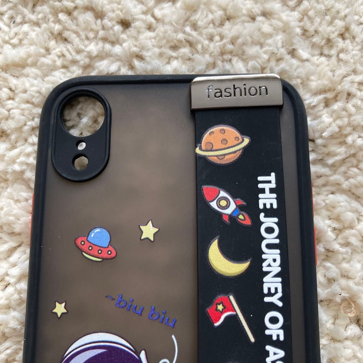 iPhoneケース iPhone XR ベルト 韓国 宇宙飛行士 半透明 カバー スマホケース  かわいい