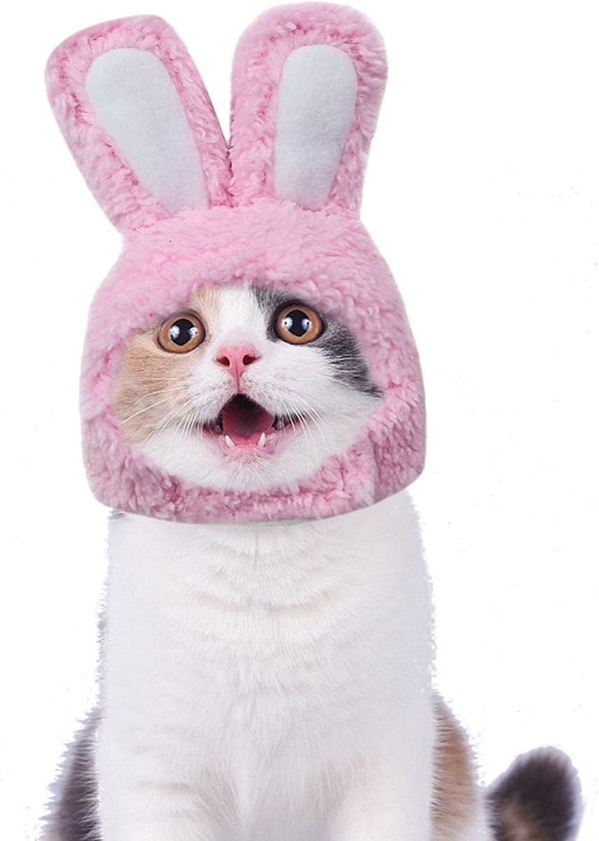 猫用帽子  猫 小型犬用 耳付き かわいい コスチューム バニー ウサギの帽子 イースターキャット ペット