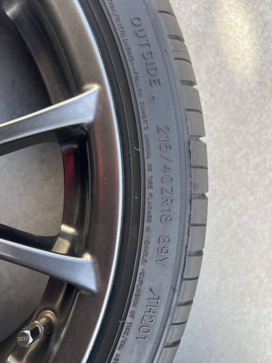 BBS ホイール 18インチ 7.0J +50 PCD100 5穴 4本 TRIANGLE 215/40/18 バリ山 プリウス 86 BRZ カローラ 中古 の画像6