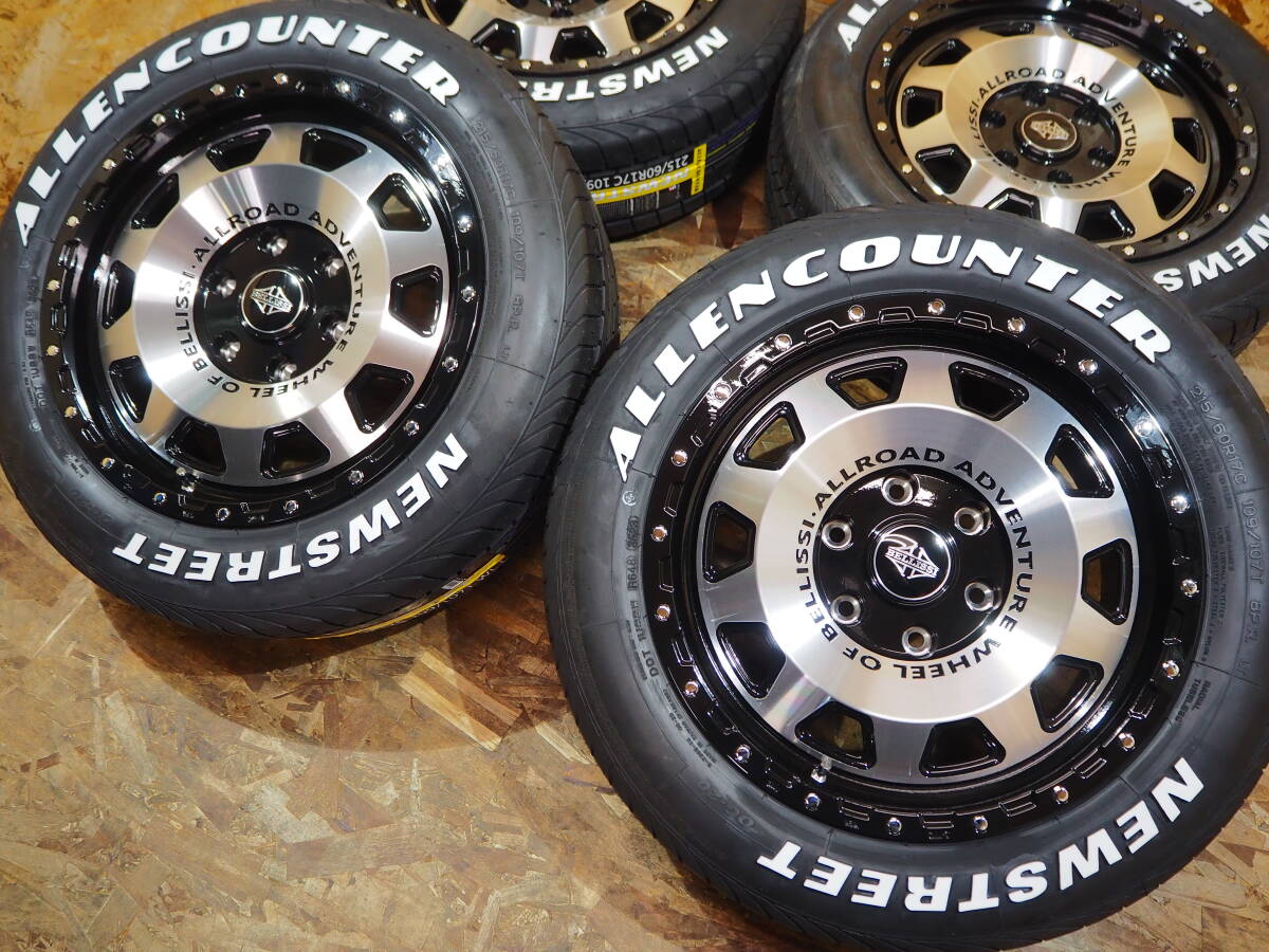 ★新作★215/60R17 8J+20 6H139.7 新品 BELLISSI D10SS 新品 大人気ホワイトレター タイヤホイールセット 1台分 200系 ハイエース カスタム_画像5