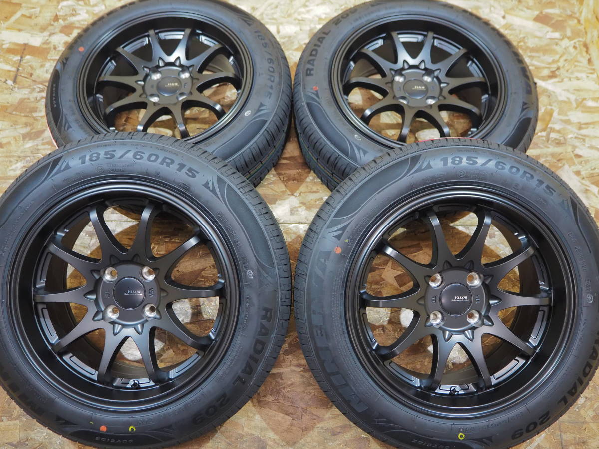 ★軽量★185/60R15 7J+30 4H100 新品 人気 深リム逆ゾリ 1台分 AQUA VITZ COROLLA SIENTA YARIS FIT SWIFT CUBE DEMIO クロスビー ブラック_画像2