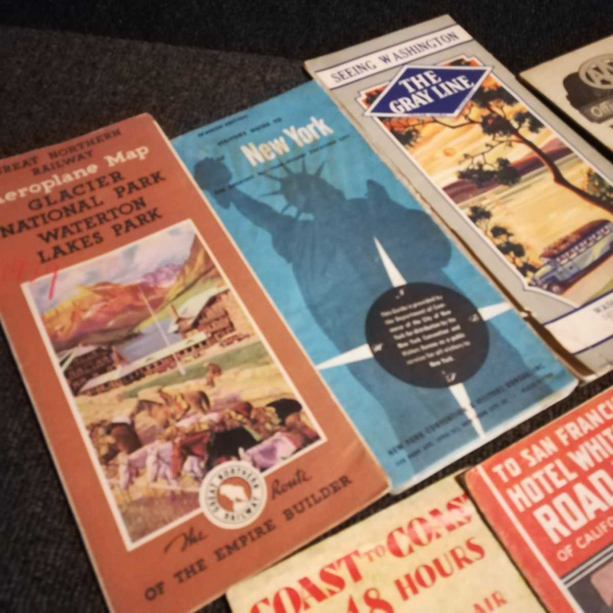 USA アメリカ　1930年代～1950くらいのアンティーク　パンフレット、地図、観光ガイド色々　カリフォルニア、ワシントン、NY 他多数_画像2